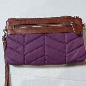 Mighty Purse Purple and Brown Quilted Wristlet
